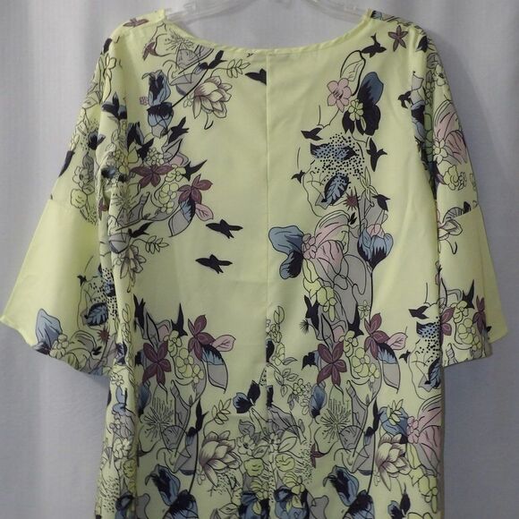 FINAL PRICE Misslook Yellow Floral Print Flutter Sleeve Tunic Blouse Top - Picture 6 of 9